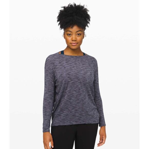 Lululemon Back In Action Heathered Gray Long Sleeve Shirt Women's size 10 - Picture 1 of 8